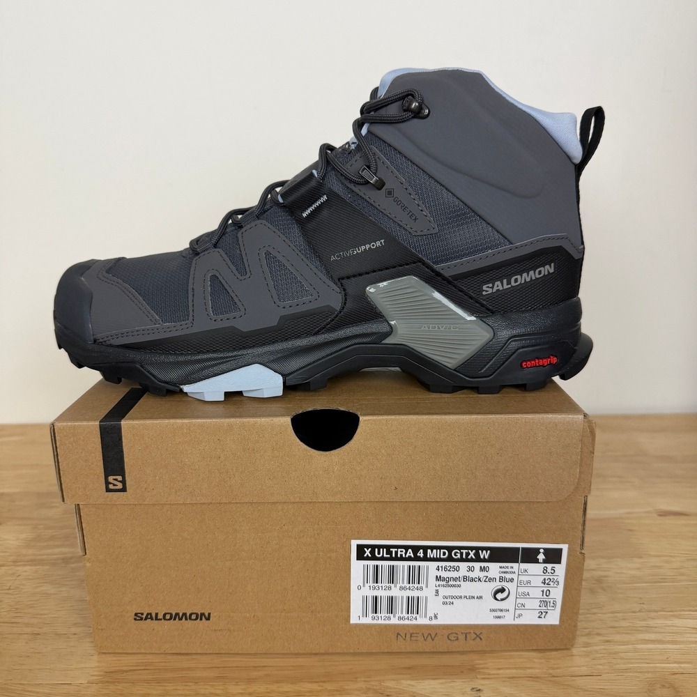 NEW Salomon X Ultra 4 Mid GTX Gore Tex‎ Womens 10 (EU 42.66) Hiking Boots Grey - Picture 3 of 10
